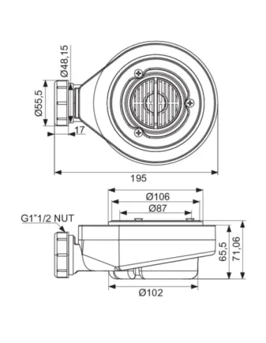 BONDE DE DOUCHE EXTRA-PLATE UNIVERSELLE NOPEA ODYSSEA Ø 90 MM