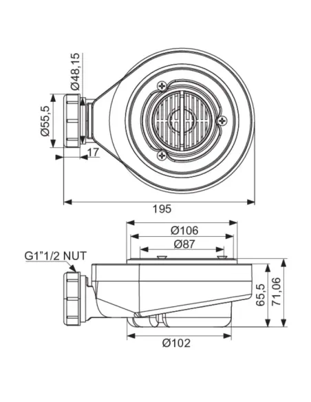 BONDE DE DOUCHE EXTRA-PLATE UNIVERSELLE NOPEA ODYSSEA Ø 90 MM