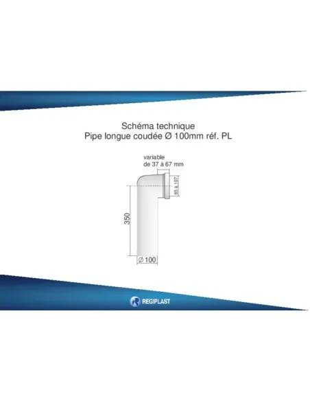 Pipe WC Longue coudé 90° - 85 à 107mm