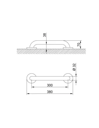 Barre d'appui inox droite 30cm finition blanche - NOFER