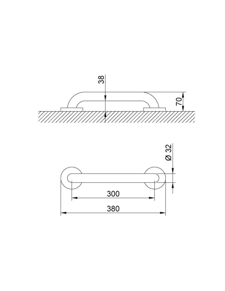 Barre d'appui inox droite 30cm finition blanche - NOFER