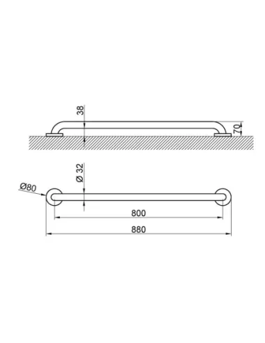 Barre d'appui inox droite 80cm finition blanche - NOFER