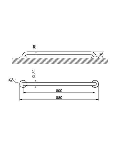 Barre d'appui inox droite 80cm finition blanche - NOFER