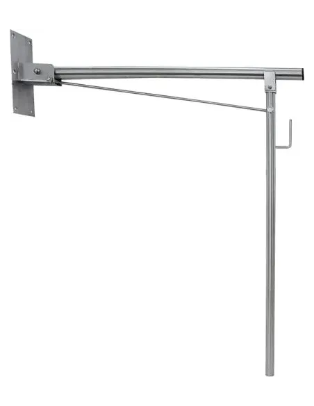 Barre d'appui inox rabattable en 78cm avec pied au sol et porte rouleau - NOFER
