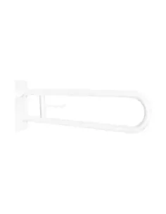 Barre  d'appui acier inoxydable rabattable en 80cm avec porte rouleau finition blanche - NOFER