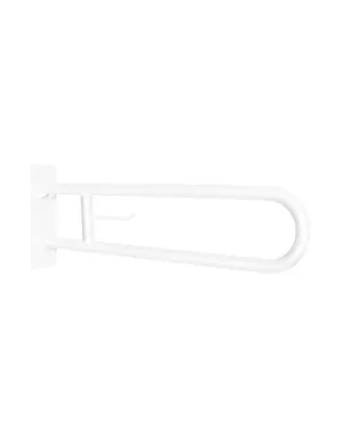 Barre  d'appui acier inoxydable rabattable en 80cm avec porte rouleau finition blanche - NOFER