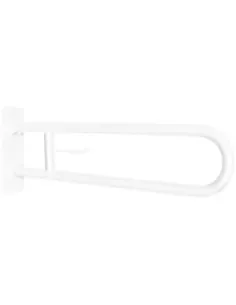 Barre d'appui acier inoxydable rabattable en 85cm avec porte rouleau finition blanche - NOFER