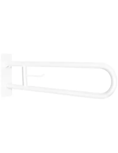 Barre d'appui acier inoxydable rabattable en 85cm avec porte rouleau finition blanche - NOFER
