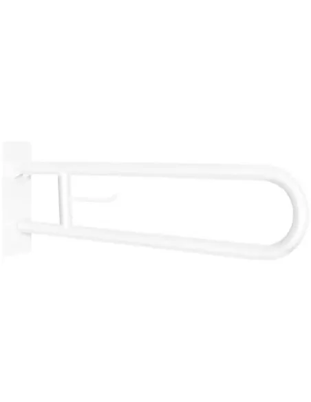 Barre d'appui acier inoxydable rabattable en 85cm avec porte rouleau finition blanche - NOFER