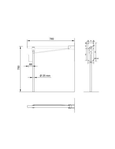 Barre d'appui acier inoxydable rabattable en 78cm avec pied au sol et porte rouleau finition blanche - NOFER