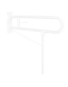 Barre d'appui acier inoxydable rabattable en 80cm avec pied au sol et porte rouleau finition blanche - NOFER