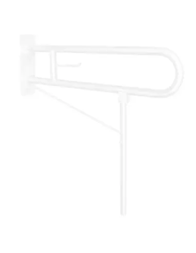 Barre d'appui acier inoxydable rabattable en 80cm avec pied au sol et porte rouleau finition blanche - NOFER