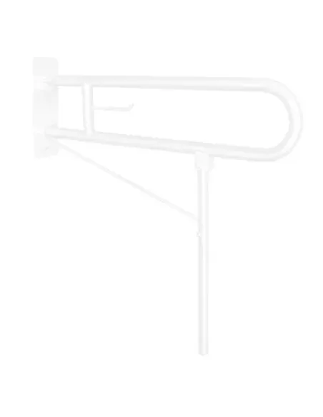 Barre d'appui acier inoxydable rabattable en 80cm avec pied au sol et porte rouleau finition blanche - NOFER