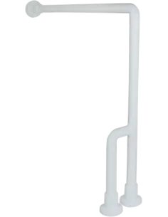 Barre d'appui acier inoxydable mur-sol avec 3 points de fixation en 70cm à gauche finition blanche - NOFER