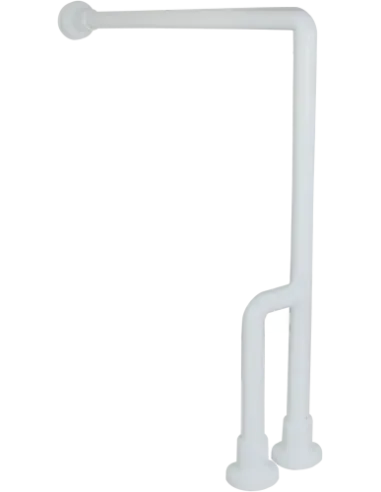 Barre d'appui acier inoxydable mur-sol avec 3 points de fixation en 70cm à gauche finition blanche - NOFER