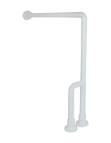 Barre d'appui acier inoxydable mur-sol avec 3 points de fixation en 70cm à gauche finition blanche - NOFER