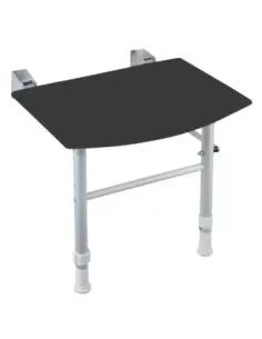 Siège de douche rabattable pieds réglables adapté PMR polypropylène noir - NOFER