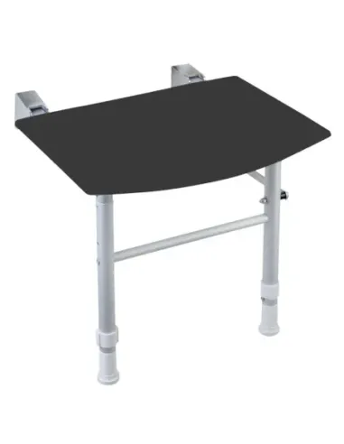 Siège de douche rabattable pieds réglables adapté PMR polypropylène noir - NOFER