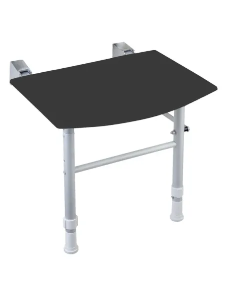 Siège de douche rabattable pieds réglables adapté PMR polypropylène noir - NOFER