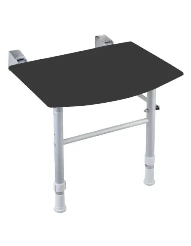 Siège de douche rabattable pieds réglables adapté PMR polypropylène noir - NOFER