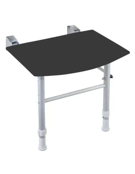 Siège de douche rabattable pieds réglables adapté PMR polypropylène noir - NOFER