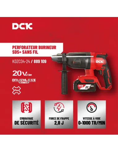 Perforateur burineur sans fil Brushless DCK 20 V, 2,8 J, SDS-Plus