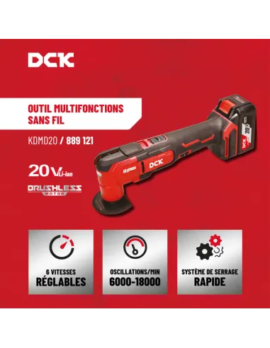 Outil multifonction sans fil DCK 20 V brushless, 6000-18000 osc/min