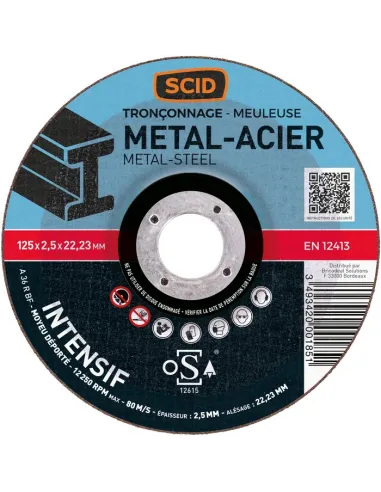 Disque tronçonner SCID métaux Ø125 mm pro moyeu déporté T42