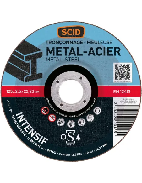 Disque tronçonner SCID métaux Ø125 mm pro moyeu déporté T42