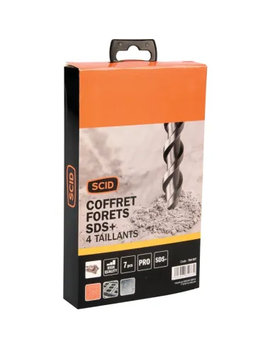 Coffret 7 forets béton SCID SDS+ 4 taillants carbure pro intensif