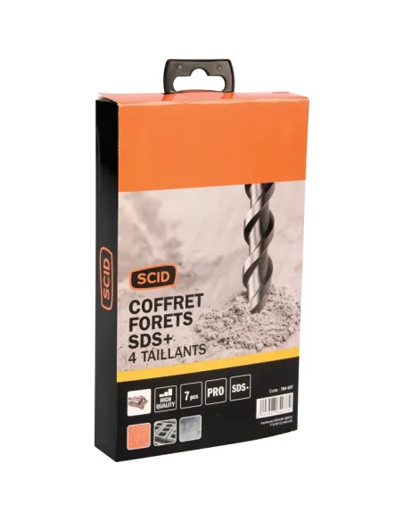 Coffret 7 forets béton SCID SDS+ 4 taillants carbure pro intensif