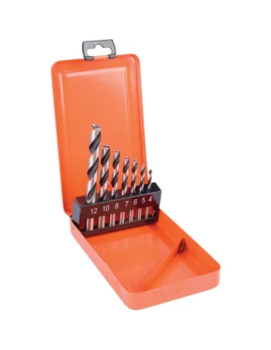 Coffret 7 forets bois SCID 3 pointes HSS queue cylindrique pro