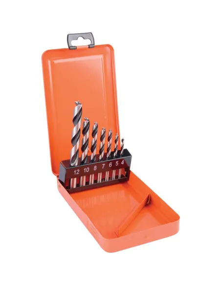 Coffret 7 forets bois SCID 3 pointes HSS queue cylindrique pro