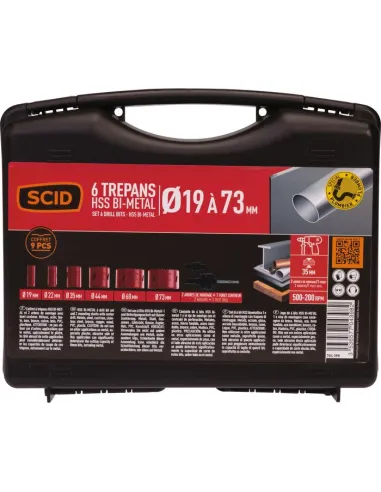 Malette 6 trépans SCID HSS bimétal électricien Ø19-73 mm pro