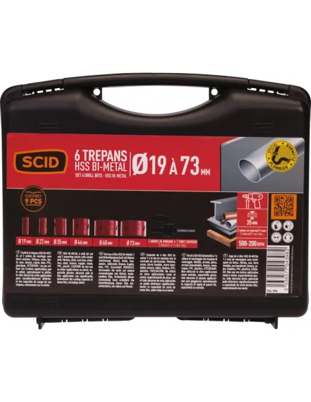Malette 6 trépans SCID HSS bimétal électricien Ø19-73 mm pro