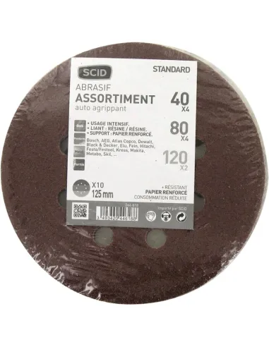 Disque abrasif auto-agrippant SCID Ø125 mm 8 trous corindon 10 pcs