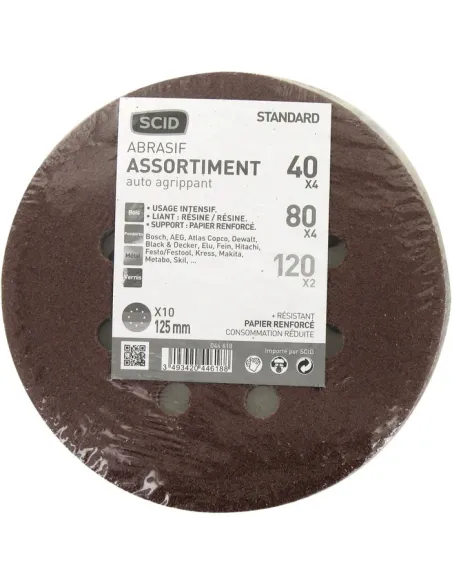 Disque abrasif auto-agrippant SCID Ø125 mm 8 trous corindon 10 pcs