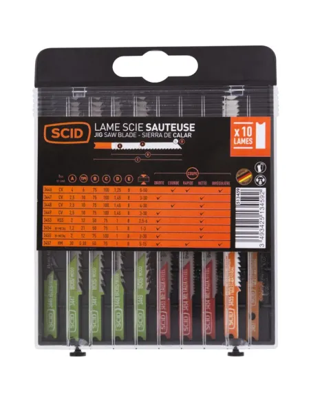 Coffret 10 lames scie sauteuse SCID bois métal carrelage U