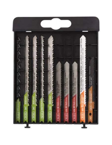 Coffret 10 lames scie sauteuse SCID bois métal carrelage U