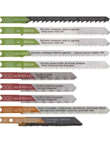 Coffret 10 lames scie sauteuse SCID bois métal carrelage U