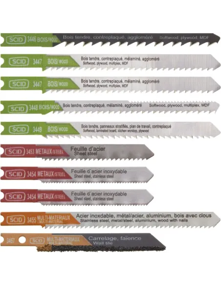 Coffret 10 lames scie sauteuse SCID bois métal carrelage U