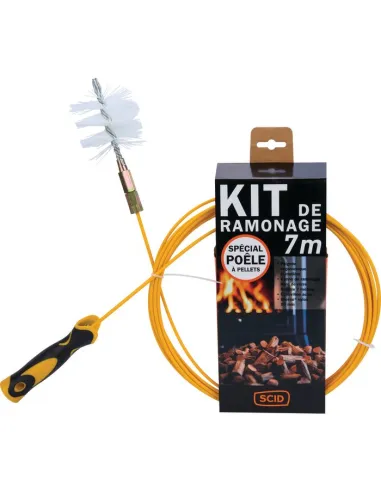 Kit ramonage SCID poêle pellets 7m hérisson nylon 80mm fibre verre