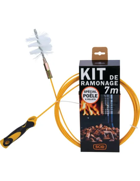 Kit ramonage SCID poêle pellets 7m hérisson nylon 80mm fibre verre
