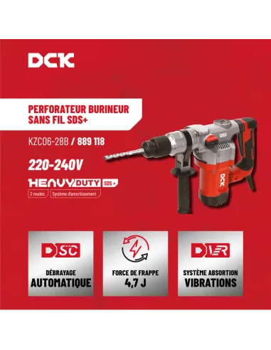 Perforateur burineur DCK 1200 W SDS+ 4,7 J 2-en-1 mallette incluse