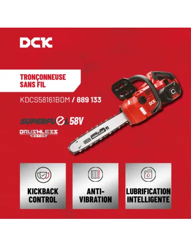 Tronçonneuse sans fil DCK 58 V Brushless 40 cm Puissante et robuste