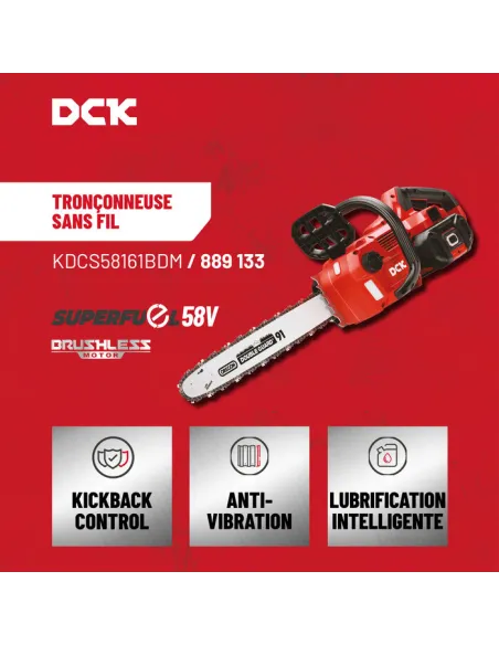 Tronçonneuse sans fil DCK 58 V Brushless 40 cm Puissante et robuste
