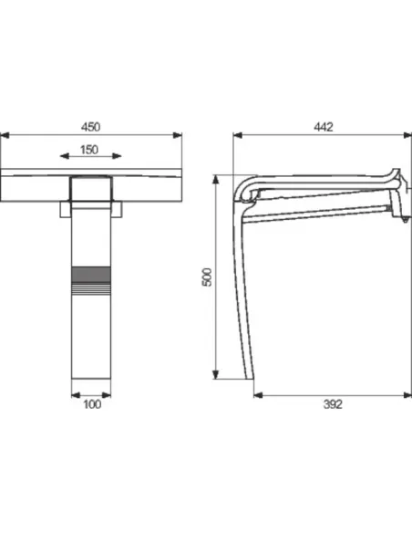 Siège Douche Arsis Pellet ASC – Escamotable 150kg, béquille automatique