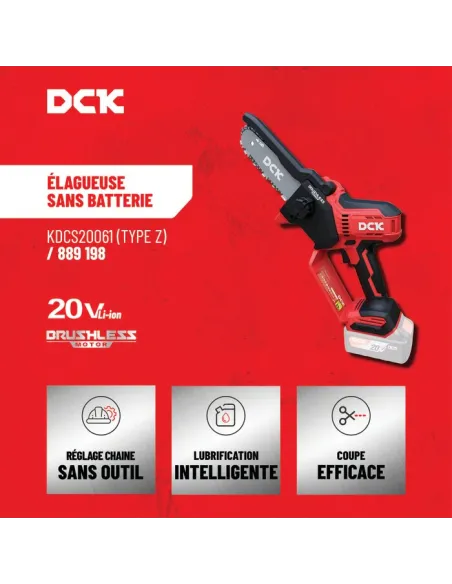 Mini tronçonneuse DCK 20V brushless 15 cm sans batterie