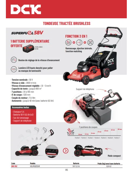 Tondeuse sans fil tractée DCK 58 V Brushless | Autotractée, puissance et confort de coupe