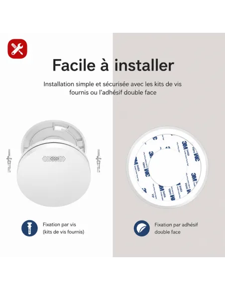 Détecteur de fumée Wi‑Fi Tuya Smart Life | Batterie 10 ans, norme EN 14604